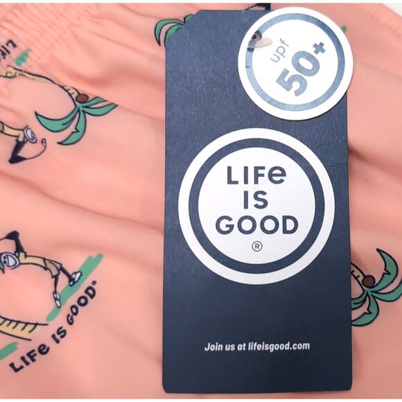 Life is Good Jake Golf Swim Trunks Mens Size L Peachy Pink Multi UPF 50+ NEW NWT - Picture 7 of 13